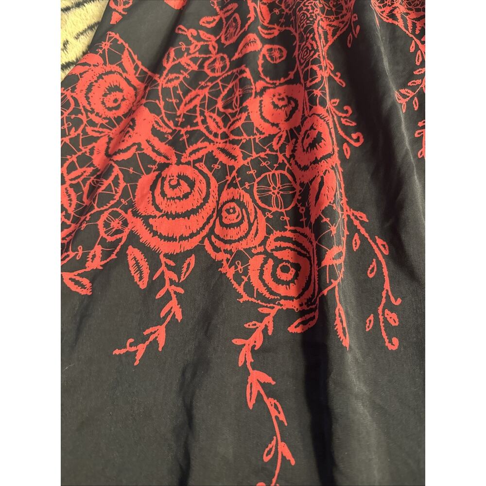 Apt 9 Red & Black Strapless Dress Rose & Vines Design Size XL Side Zip ADJ Strap - Picture 2 of 12